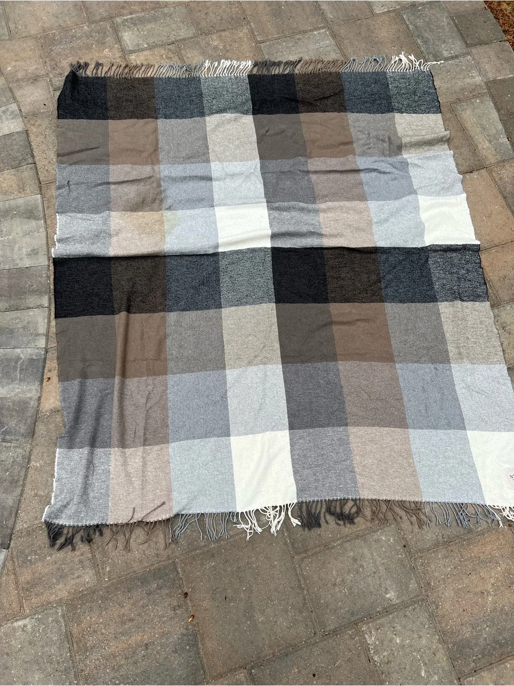 BEAUTIFUL NIDO NOTTE Plaid FRINGED ITALY Cotton THROW BLANKET
